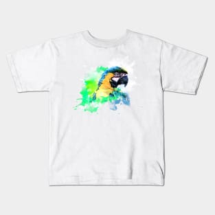 Aquarell Splatter Macaw Parrot Kids T-Shirt